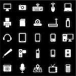Gadget icons on black background, stock vector
