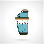 Colored flat style vector icon for supplements mixing bottle on white background.