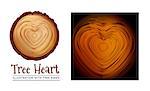 Wooden cross section of the heart shape. Vector illustration