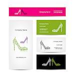 Business cards design, ornate female shoes. Vector illustration