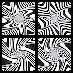 Torsion movement illusion. Abstract designs set. Vector art.
