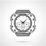 Flat black line vector icon for waterproof sports watches for diving on white background.