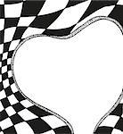 Valentines Day Frame in the form of heart with a chess background for your message or photo, vector illustration