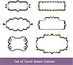 A set of hand-drawn frames. Templates vector vignette violet.