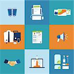 Business process icons set of newsletter, portfolio, cv, promotion, handshake, start-up and branding