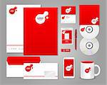 Red corporate identity template. Vector company style for brandbook and guideline.