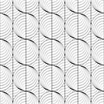 Design seamless uncolored circle lines pattern. Abstract grid textured background. Vector art. No gradient