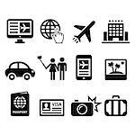 Vector icons set isolated on white - tourism concept