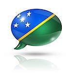 three dimensional Solomon Islands flag in a speech bubble isolated on white with clipping path