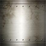 Old steel riveted brushed plate background texture. Metal frame background