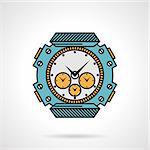 Flat color design vector icon for sport watch with chronograph on white background.