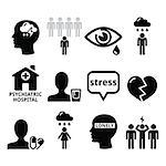 Vector icons set - mental health isolated on white