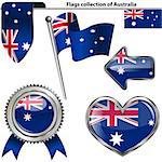 Vector glossy icons of flag of Australia on white