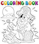 Coloring book with sitting pirate - eps10 vector illustration.