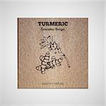 Herbs and Spices Collection - Turmeric.  Hand-sketched herbal element on cardboard background. Suitable for ads, signboards, packaging and identity designs