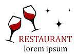 restaurant icon with clink wine glasses silhouette