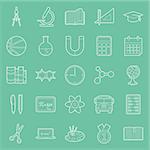 Education and school thin lines icons set vector graphic illustration