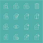 Files and documents thin lines icons set vector graphic illustration