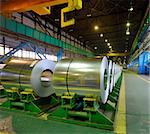 rolls of steel sheet stored in warehouse