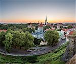Aerial View of Tallinn Old Town from Toompea Hill at Dawn, Tallinn, Estonia