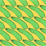 Sketch tasty zucchini in vintage style, vector seamless pattern