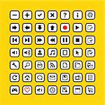 Web icons on buttons vector illustration in yellow style