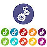 Mechanism web flat icon in different colors. Vector Illustration