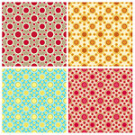 Four seamless patterns in retro colors, circles