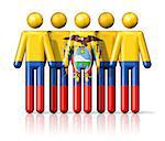 Flag of Ecuador on stick figure - national and social community symbol 3D icon