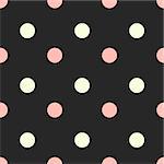 Seamless polka dot pattern. Vector illustration. Retro style background. Good for wrapping, web design, textile, packaging paper, visit and post cards.
