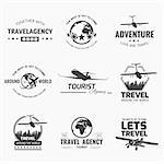 A set of vector logo design elements for travel agency. Plane, travel, vacation