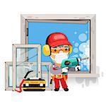Dismantling the Old Window. Isolated on white background. Clipping paths included in additional jpg format.