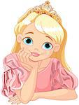 Illustration of beautiful princess are thinking