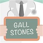 minimalistic illustration of a doctor holding a blackboard with Gall Stones text, eps10 vector