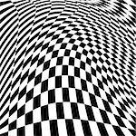 Design monochrome motion illusion checkered background. Abstract torsion backdrop. Vector-art illustration