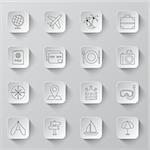 Set of 16 thin line travel and vacation icons