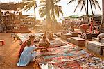 Tibetan selling their craft at the Wednesday Flea Market in Anjuna, Goa, India, Asia