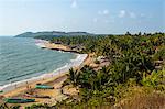 View over Anjuna beach, Goa, India, Asia