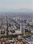 View over Plaza Baquedano and the Telefonica Tower, Cerro San Cristobal, Santiago, Chile, South America