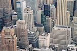 High angle view of Manhattan skyscrapers, New York City, New York, United States of America, North America