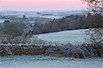 Cotswold landscape on frosty morning, Stow-on-the-Wold, Gloucestershire, Cotswolds, England, United Kingdom, Europe