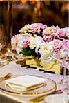Floral Centerpiece on Table at Wedding
