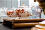 Teapots on Tray for Chinese Tea Ceremony for Wedding