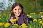 Close-up of Girl Lying in Meadow in Spring, Upper Palatinate, Bavaria, Germany