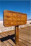 Badwater Basin Sign, Death Valley National Park, California, USA
