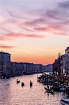 The Grand Canal and gondolas at twilight, Venice, UNESCO World Heritage Site, Veneto, Italy, Europe