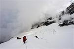 Climber on Gouter north ridge on Mont Blanc, Chamonix Valley, Rhone Alps, Haute Savoie, France, Europe