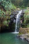 Woman looking at the Annandale Falls, Grenada, Windward Islands, West Indies, Caribbean, Central America