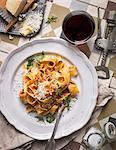 Tagliatelle pasta on plate