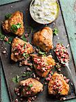 Baked meat on baking tray